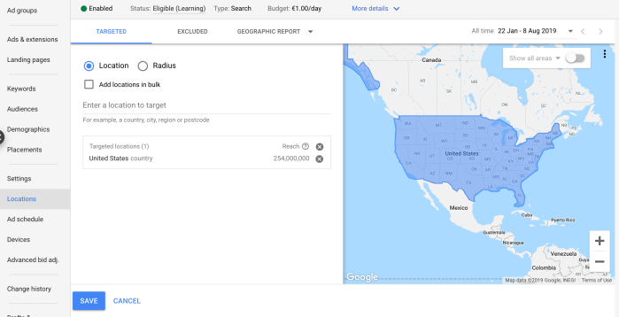 Location Targeting Google Ads Search Campaign